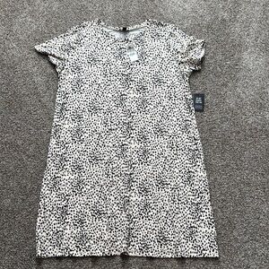 Express Black and White Sheath Mini Dress Crew Neck Short Sleeve, size Large